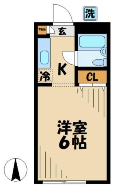 パークサイドハイツ(1K/2階)の間取り写真