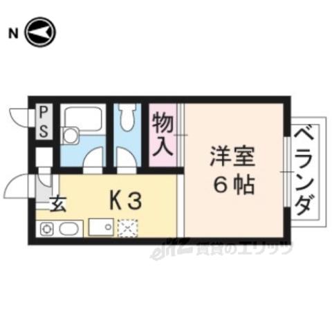 ラフォーレダイゴA棟(1K/2階)の間取り写真