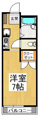 レオパレス滝谷(1K/1階)の間取り写真
