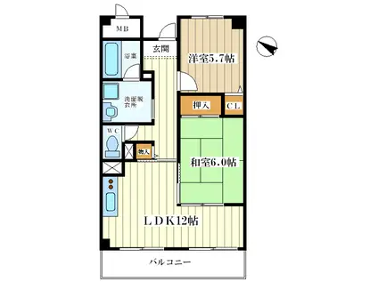 エスポワール(2LDK/1階)の間取り写真
