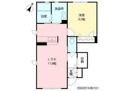 MビレッジII B棟(1LDK/1階)の間取り写真