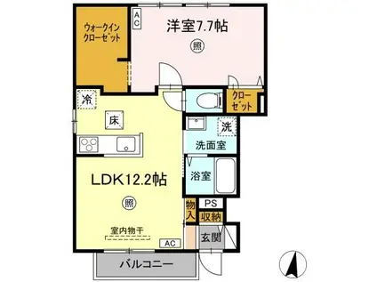 D-ROOM鳥飼1丁目(1LDK/1階)の間取り写真