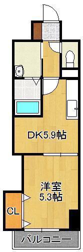 THE SQUARE・GRAND RESIDENCE(1DK/3階)の間取り写真