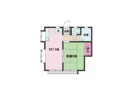 ウイング瀬沼(1DK/2階)の間取り写真