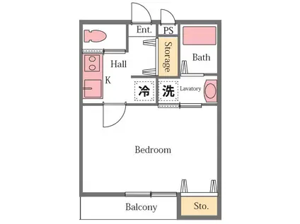 マリポーサ(1K/2階)の間取り写真