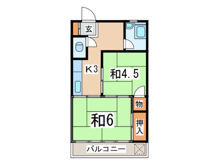 伊澤ビル(2K/2階)の間取り写真