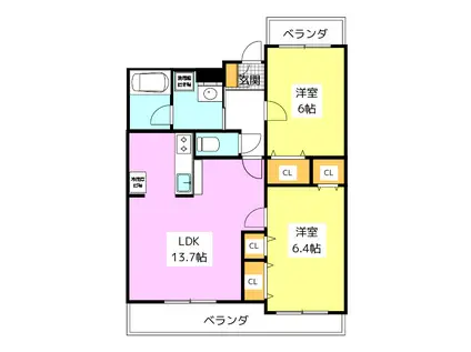 当店のみで取り扱いジュン・マリッドハウス(2LDK/2階)の間取り写真
