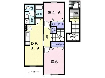 フィガロプラッツ III(2DK/2階)の間取り写真