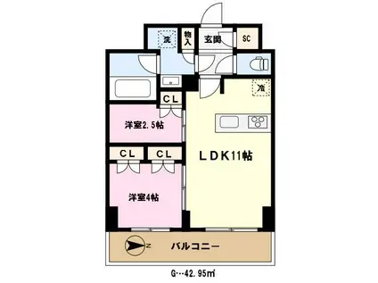 ライムレジデンスカワグチイースト(2LDK/10階)の間取り写真