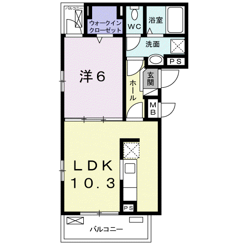 セレーノ 須賀(1LDK/3階)の間取り写真