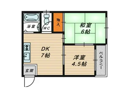 リブラン山内(2DK/2階)の間取り写真