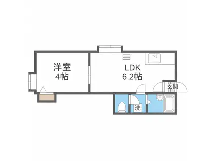 パセリーナ円山B棟(1DK/3階)の間取り写真