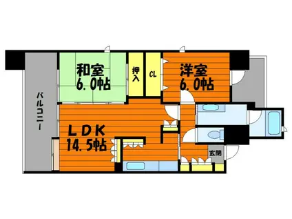 グランドール倉敷美和(2LDK/3階)の間取り写真