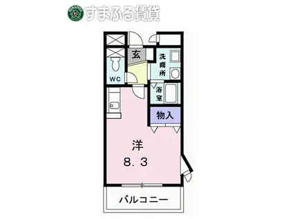 知立・イーストONE(ワンルーム/2階)の間取り写真