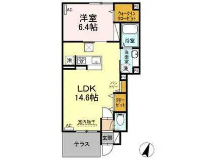 明輪 A棟(1LDK/1階)の間取り写真