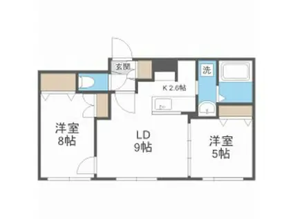 デイズ発寒南(2LDK/1階)の間取り写真