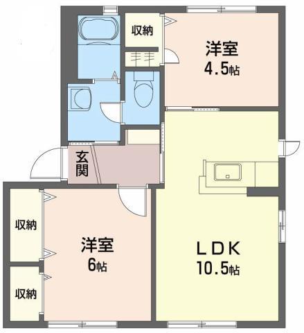 メゾン竹島 I棟(2LDK/1階)の間取り写真