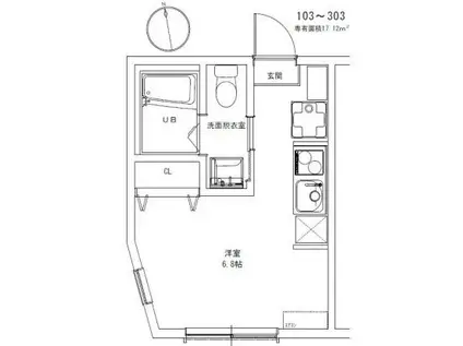 シャンファーレルリエ一之江ノース(ワンルーム/1階)の間取り写真
