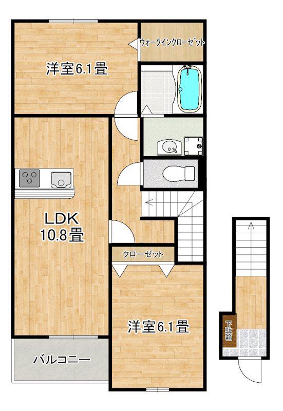 ティラミス河原(2LDK/2階)の間取り写真