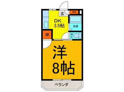 サンシティ鳴門1(1K/2階)の間取り写真