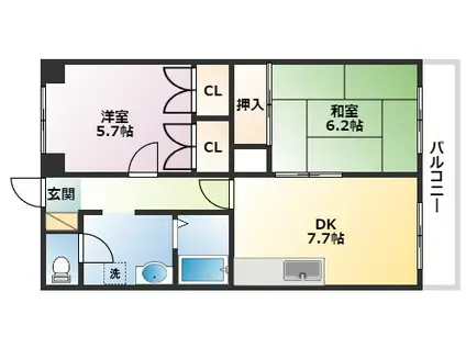INK東灘(2DK/3階)の間取り写真