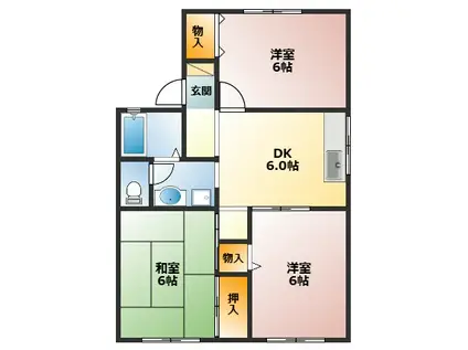 リヴェールI(3DK/1階)の間取り写真