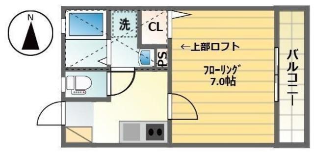 グランド成田東(1K/2階)の間取り写真