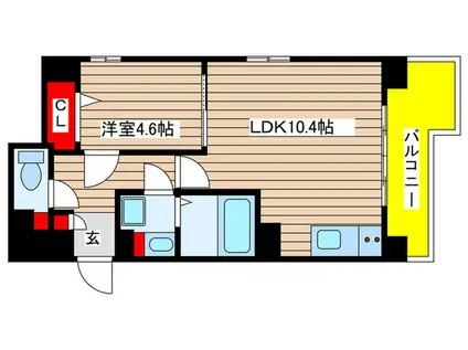 パールコートII(1LDK/9階)の間取り写真