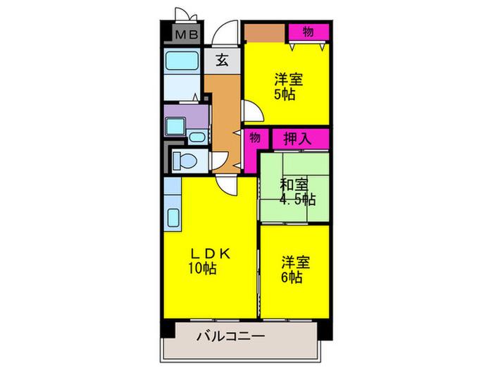 アミティエ喜連(3LDK/2階)の間取り写真