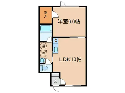 VILLA貝塚(1LDK/1階)の間取り写真