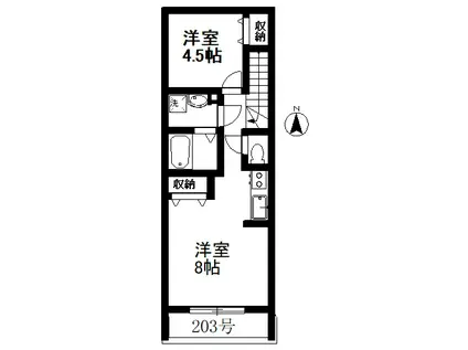 アグレシオコート(1LDK/2階)の間取り写真