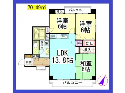 TDクレスト湘南(3LDK/4階)の間取り写真