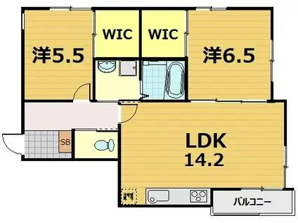 ホルツ山王(2LDK/3階)の間取り写真