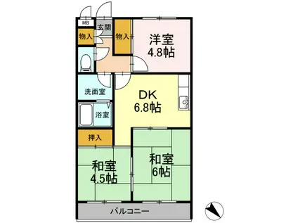 ドゥエル・杉野(3DK/3階)の間取り写真