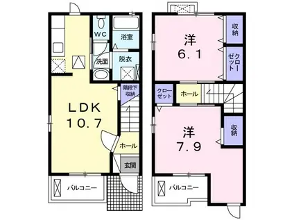 シャトー北新町V(2LDK/1階)の間取り写真