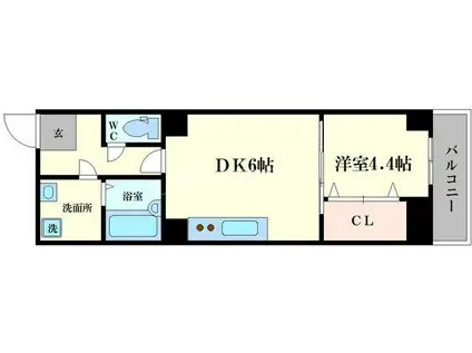 グランパシフィック梅南(1DK/5階)の間取り写真