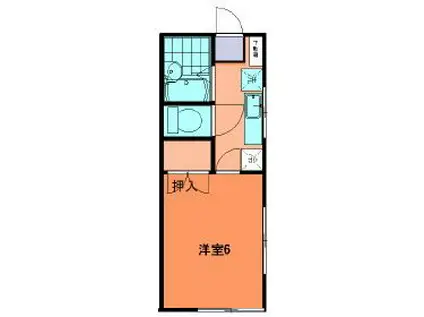 プチハイム丘(1K/2階)の間取り写真