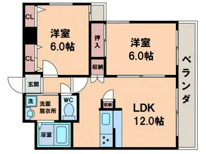GATHERIA PACE(2LDK/2階)の間取り写真