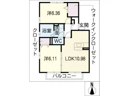 グランマ・N(2LDK/2階)の間取り写真