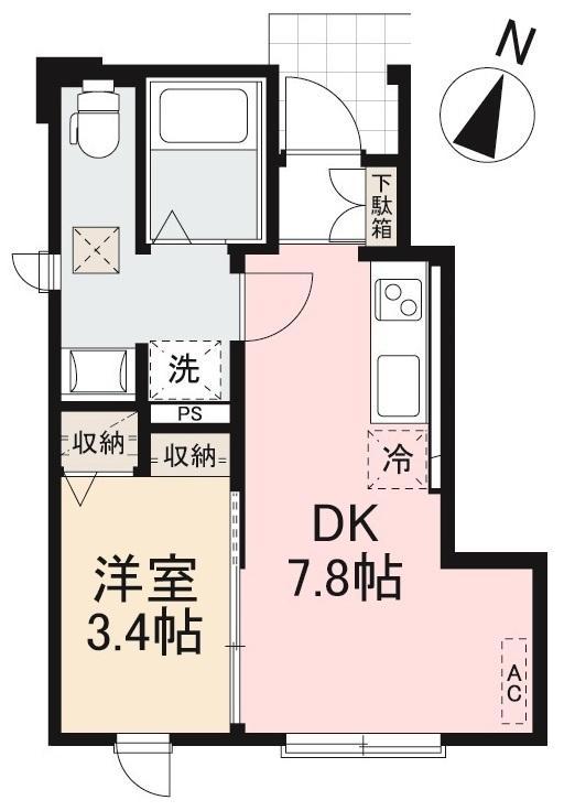 MAISON DE BONHEUR(1DK/1階)の間取り写真