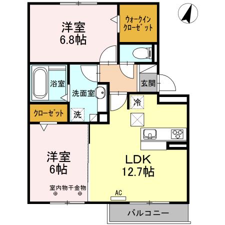 マルベルN(2LDK/1階)の間取り写真