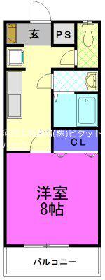 NAKAHARA Ⅰ(1K/3階)の間取り写真