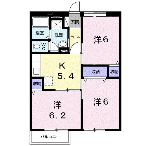 河辺ハイマートB(3K/2階)の間取り写真