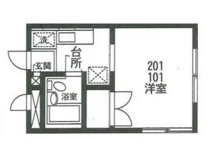 カームハイツ(ワンルーム/2階)の間取り写真