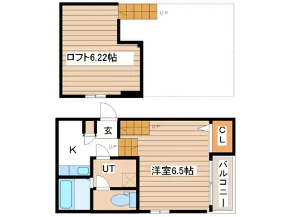 ハーモニーテラス東仙台IX(ワンルーム/1階)の間取り写真