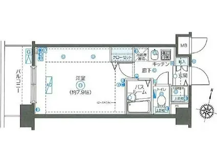 フェニックス新川崎(1K/3階)の間取り写真