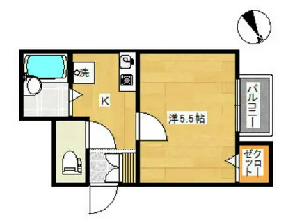 アベハイツ(1K/1階)の間取り写真