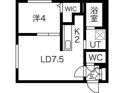 CREA MAISON発寒南イースト(1LDK/2階)の間取り写真