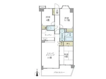 プランヴェール入間霞川(3LDK/10階)の間取り写真