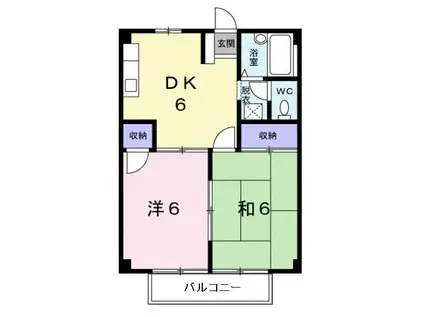 ハイム榎戸(2DK/2階)の間取り写真